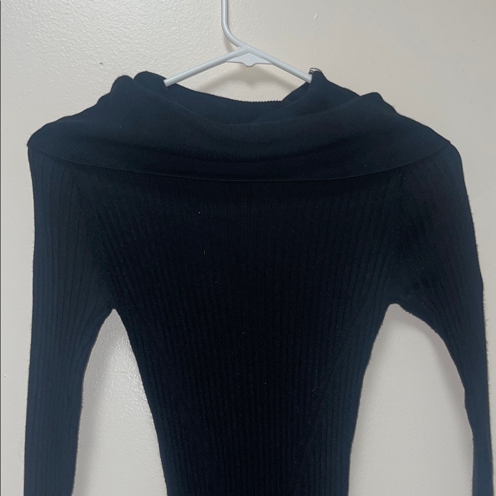 Black Ribbed Knit Dress - Picture 2 of 6